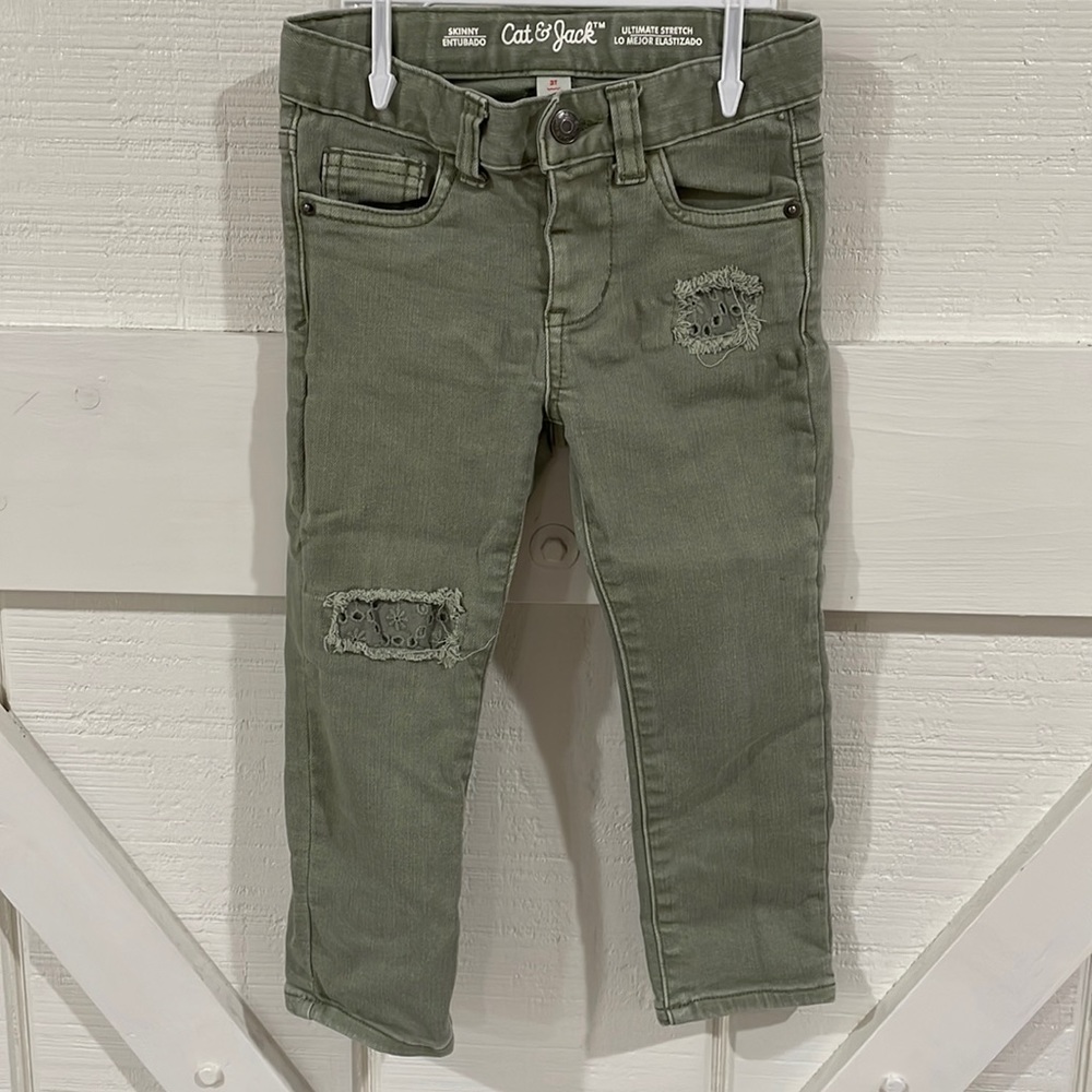 Cat & Jack 3T Olive Skinny Stretch Jeans Denim